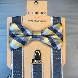 DOCKERS BLue,Yellow, Gray Bowtie & Grey Suspenders